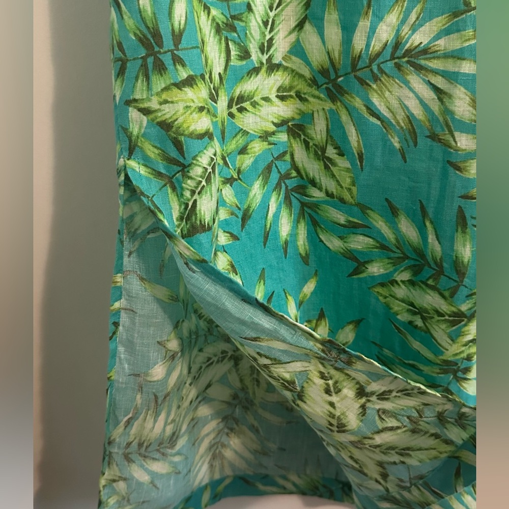 Linen Palm-Print Tropical Skirt - Picture 3 of 11
